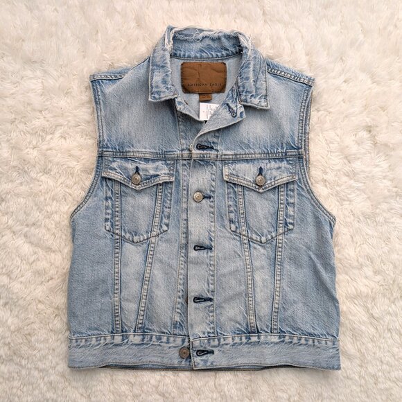 NWT American Eagle Outfitters Distressed Denim Vest (size: S) - Picture 1 of 6